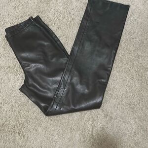 Carina New York Women's 8 Genuine Leather Straight Leg Pant Dark Chocolate Brown